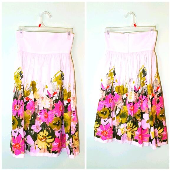 Unique Upcycled / Altered Trina Turk White & Floral Skirt Size 0 - Picture 1 of 7